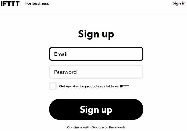 IFTTT Sign up3